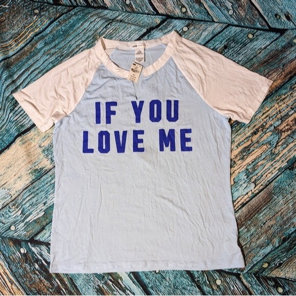 PINK NWT Size Medium Super Soft Sleep T-Shirt Blue - Picture 1 of 4